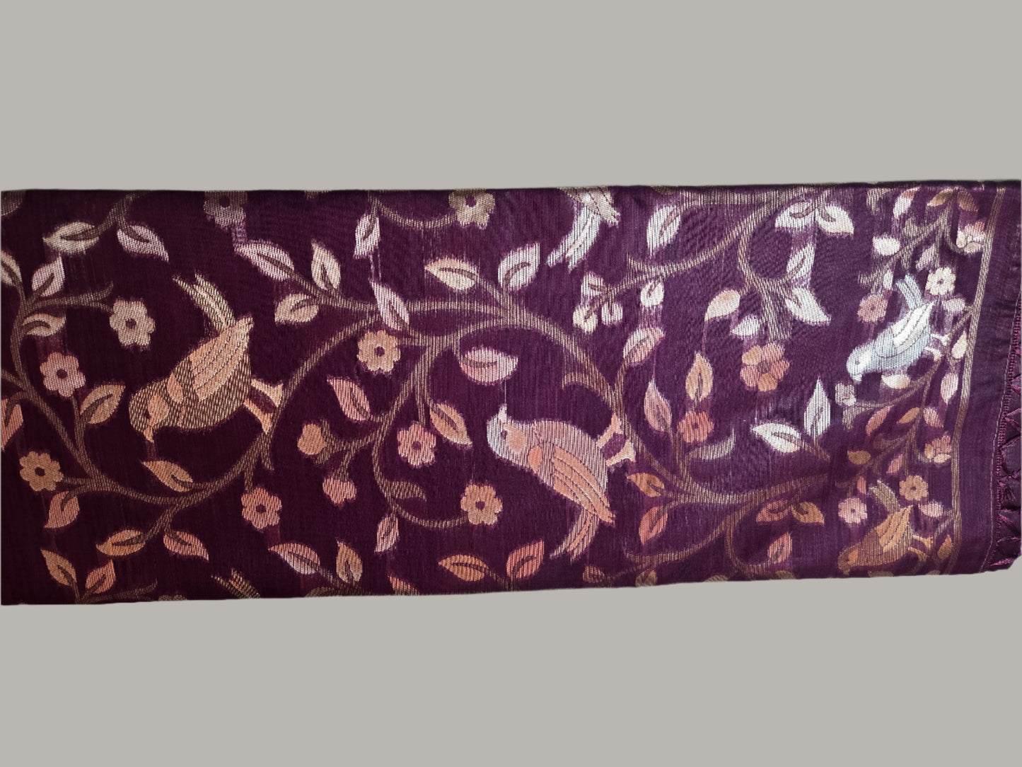Handloom Khadi Cotton Silk Jamdani Saree – Lightweight & Elegant Traditional Weave Embroidery-wine