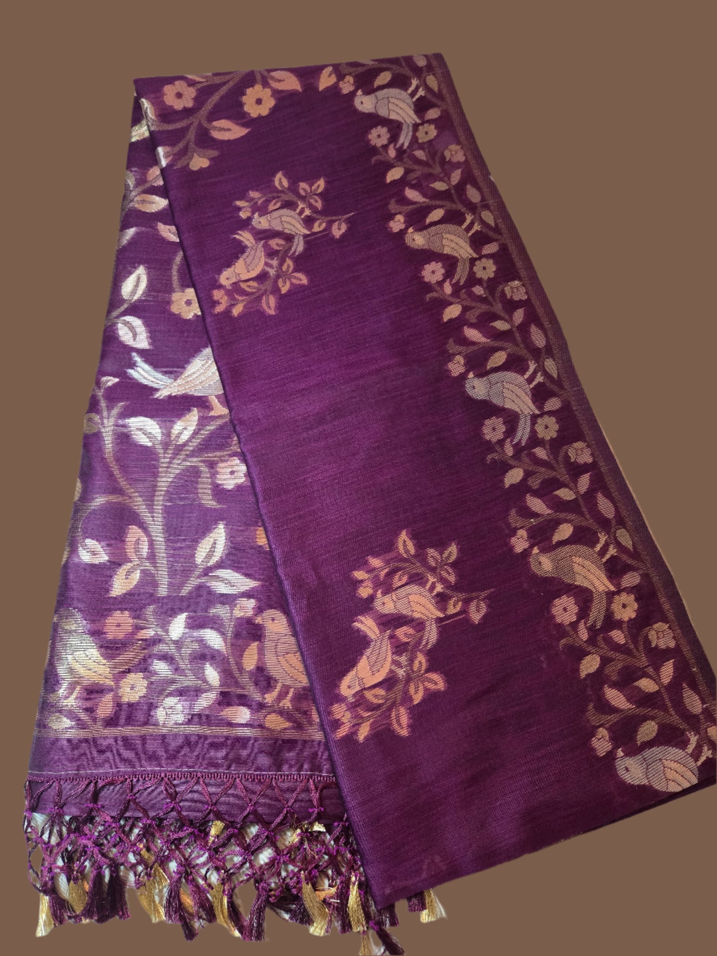 Handloom Khadi Cotton Silk Jamdani Saree – Lightweight & Elegant Traditional Weave Embroidery-wine
