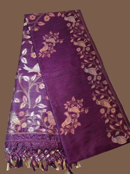 Handloom Khadi Cotton Silk Jamdani Saree – Lightweight & Elegant Traditional Weave Embroidery-wine