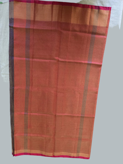 Pure Uppada Pattu Tissue Silk Saree with Contrast Pallu Design Purple & Orange