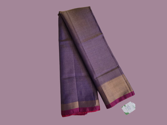 Pure Uppada Pattu Tissue Silk Saree with Contrast Pallu Design Purple & Orange