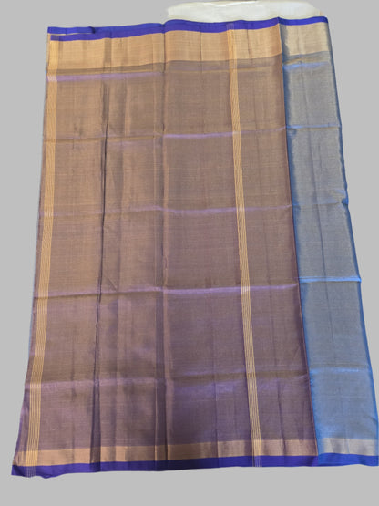 Pure Uppada Pattu Tissue Silk Saree with Pallu Design Blue and Dark Blue