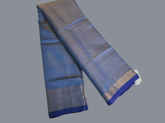 Pure Uppada Pattu Tissue Silk Saree with Pallu Design Blue and Dark Blue