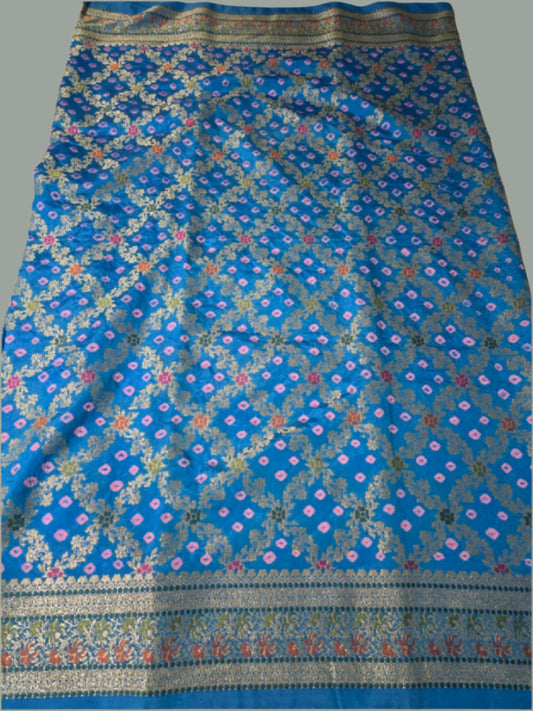 Banarasi Bandhni Soft Dupion Silk Saree | Gharchola Zari Work | Handcrafted Design | Buy Soft Silk Saree from USA