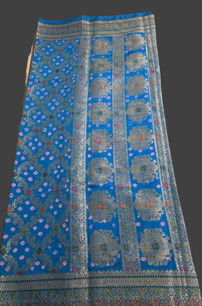 Banarasi Bandhni Soft Dupion Silk Saree | Gharchola Zari Work | Handcrafted Design | Buy Soft Silk Saree from USA