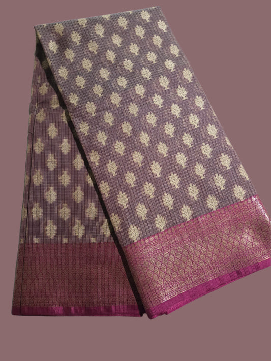 Banaras  Chanderi Kota Very Soft Silk Saree | Allover Zari Buti & Zari Border | Elegant Handwoven Saree Red