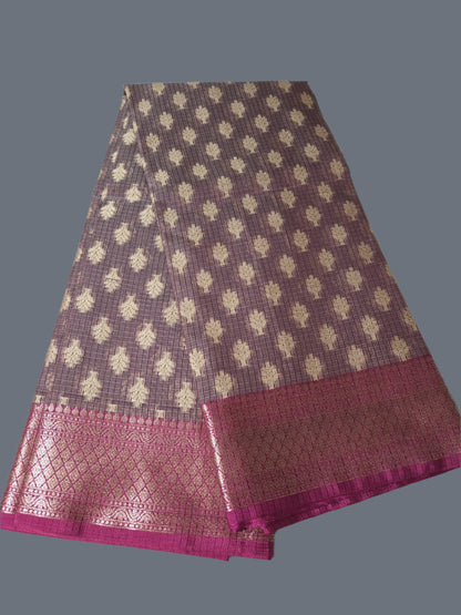 Banaras  Chanderi Kota Very Soft Silk Saree | Allover Zari Buti & Zari Border | Elegant Handwoven Saree Red