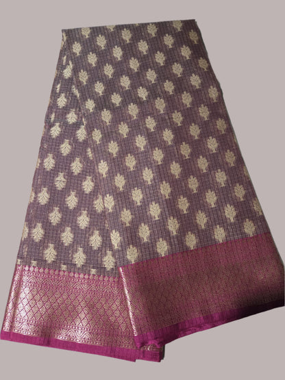 Banaras  Chanderi Kota Very Soft Silk Saree | Allover Zari Buti & Zari Border | Elegant Handwoven Saree Red