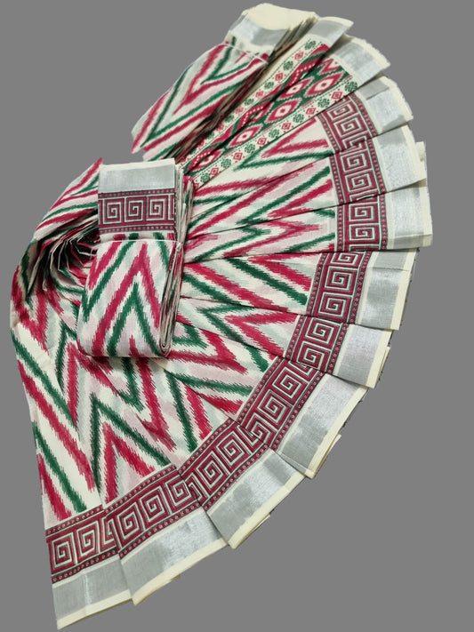 Printed Kerala saree USA| Pure Cotton Sarees Buy from USA  –  Buy Onam Saree Online |Traditional Onam outfit USA