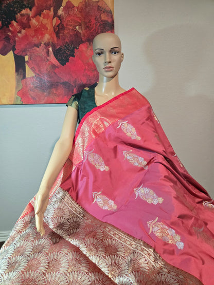 Buy Banaras Soft Silk Saree Katan Silk Saree Online USA –  Wedding, Party Wear, Engagements, Festive Events Saree Pink