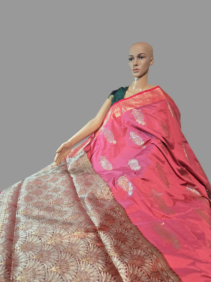 Buy Banaras Soft Silk Saree Katan Silk Saree Online USA –  Wedding, Party Wear, Engagements, Festive Events Saree Pink