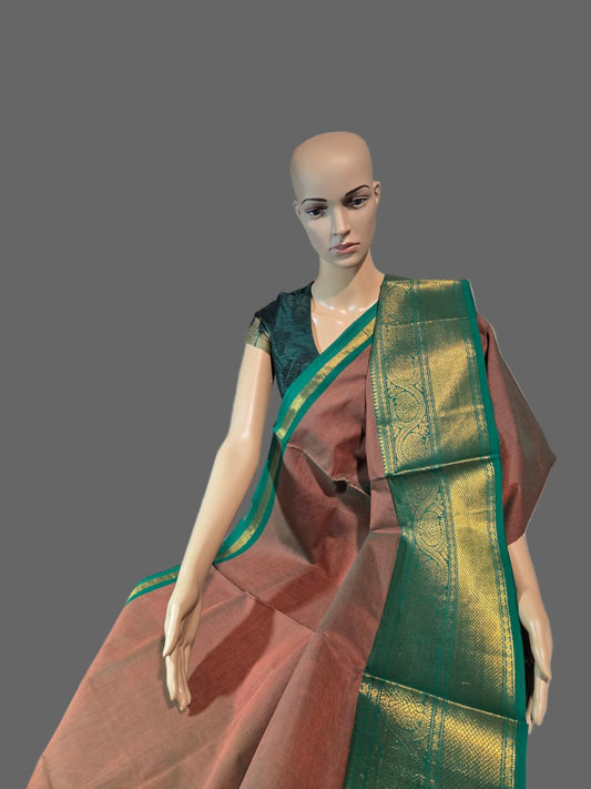 Buy Pure Handloom Kanchi Cotton Saree with beautiful Pallu Online USA – Traditional Saree (Copy)
