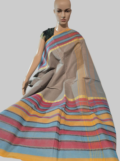 Buy Pure Handloom Kanchi Cotton Saree with Rich Contrast Pallu Online USA – Traditional Saree