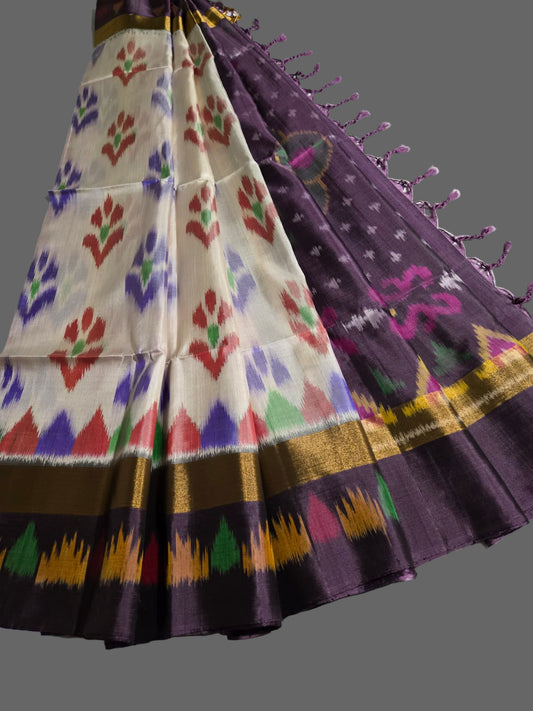 Pure Pattu Soft Silk Double Wrap Pochampalli Pure Silk Saree – Traditional Handwoven Elegance