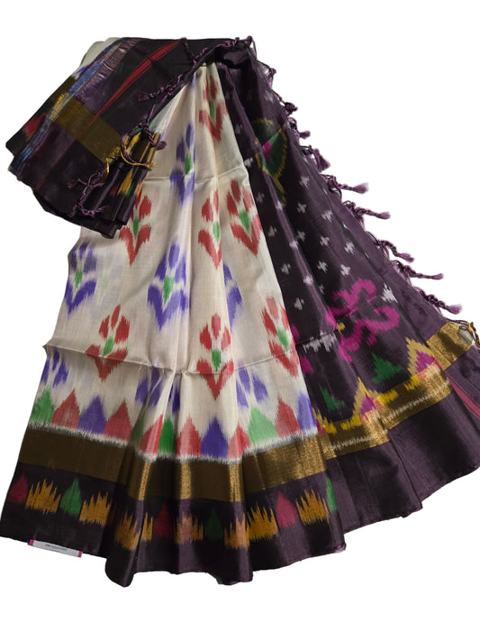 Pure Pattu Soft Silk Double Wrap Pochampalli Pure Silk Saree – Traditional Handwoven Elegance