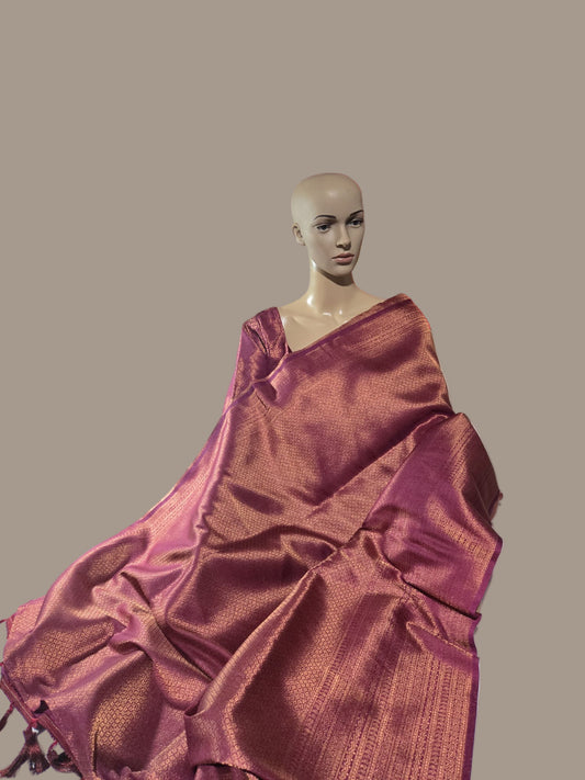 Soft Silk Saree with Elegant Border & Stitched Blouse, Stitched Saree – Ready to Wear Saree USA | Shipping from USA