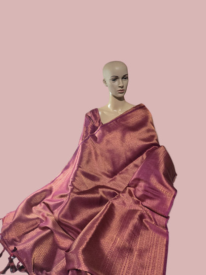 Soft Silk Saree with Elegant Border & Stitched Blouse, Stitched Saree – Ready to Wear Saree USA | Shipping from USA