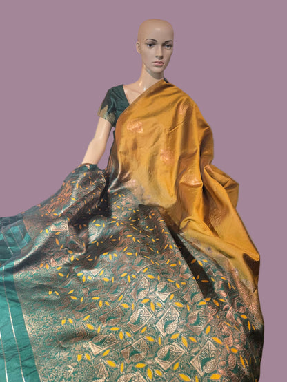 Light Weight  Fancy  Art Silk Yellow Silk Saree with Blouse Piece. Buy from USA