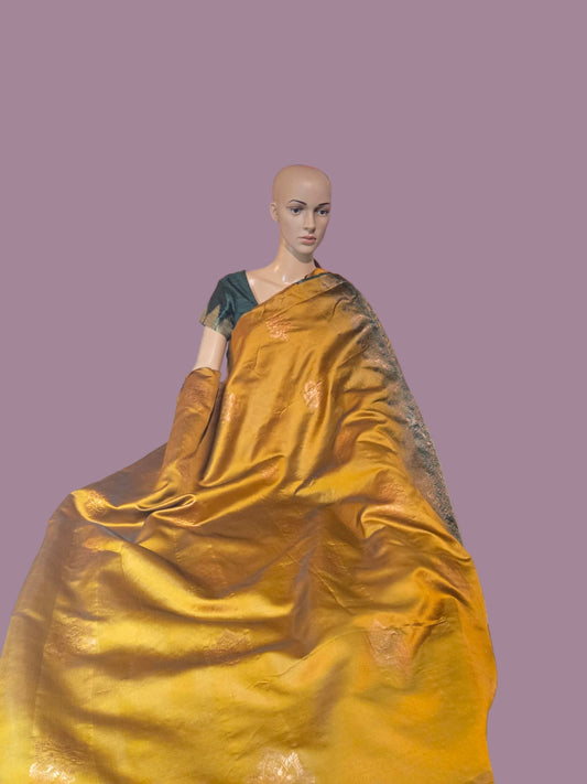 Light Weight  Fancy  Art Silk Yellow Silk Saree with Blouse Piece. Buy from USA