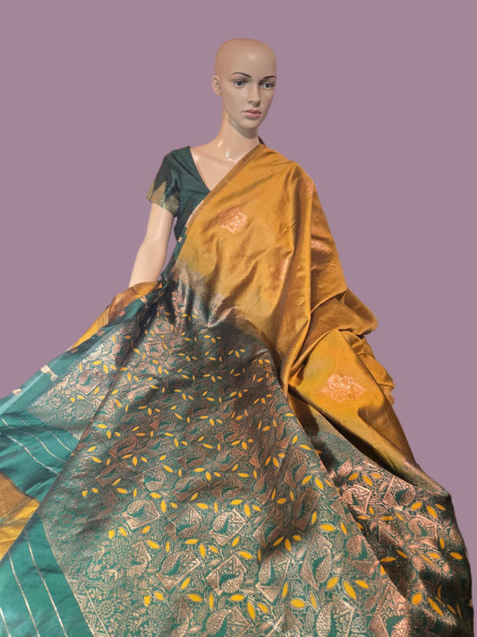 Light Weight  Fancy  Art Silk Yellow Silk Saree with Blouse Piece. Buy from USA