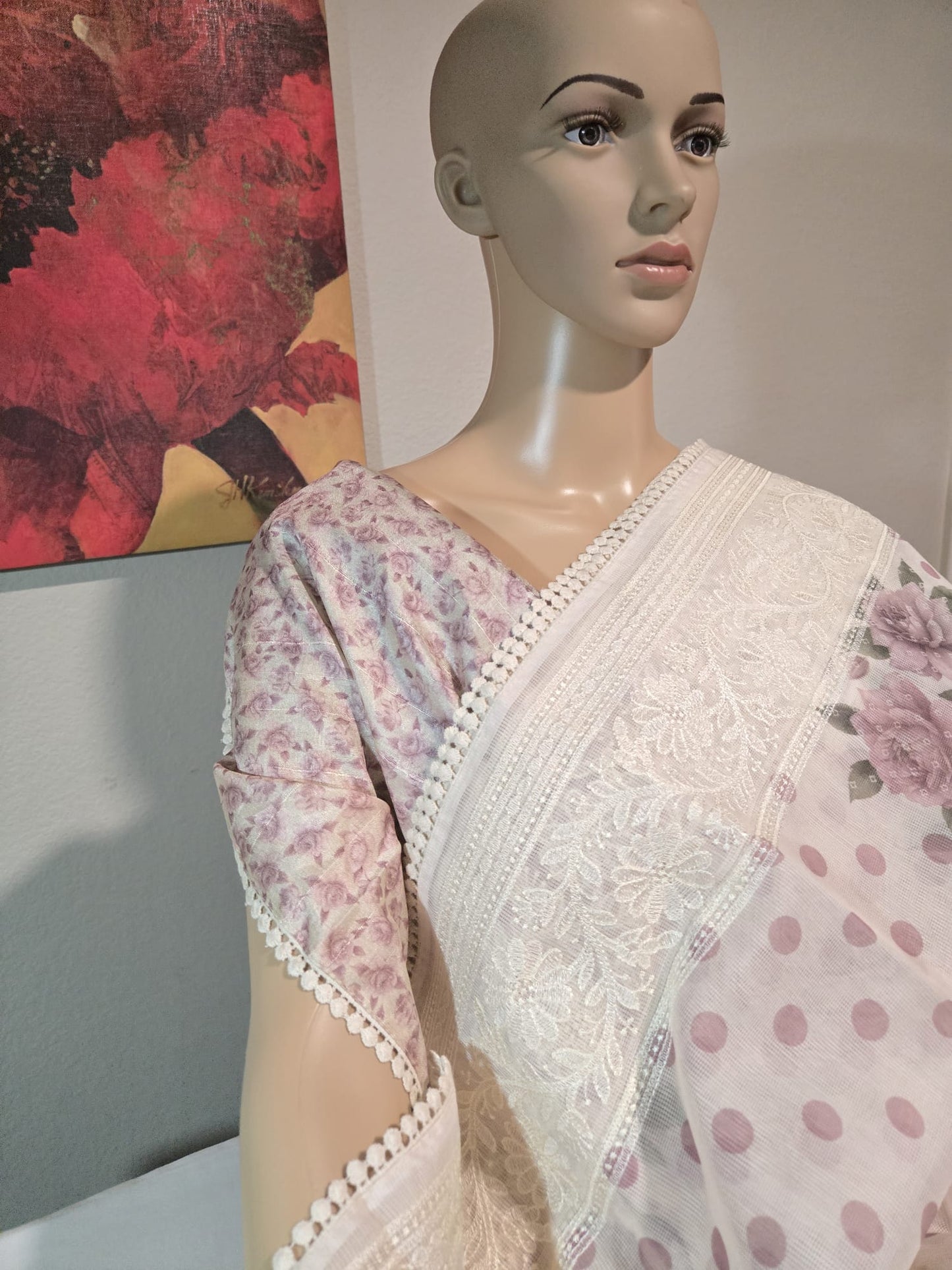 Exclusive Sarees buy from USA Silk Kota Saree with Floral Body & Lucknow Work Border – Summer Exclusive Collection Buy from USA