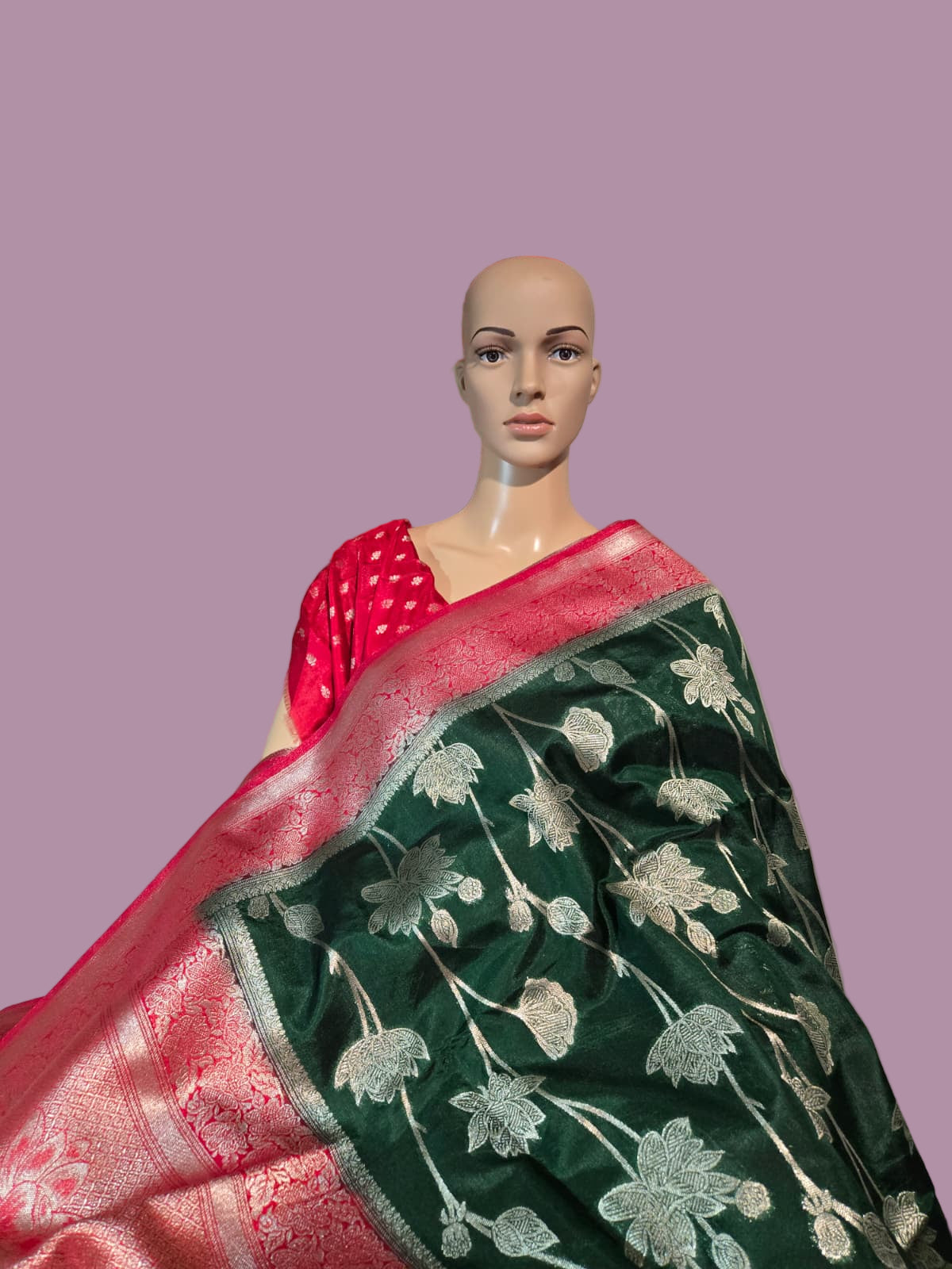 Soft Silk Sarees USA| Elegant Resham Semi Silk Saree with Running Blouse – Lightweight & Graceful Drape Bottle Green