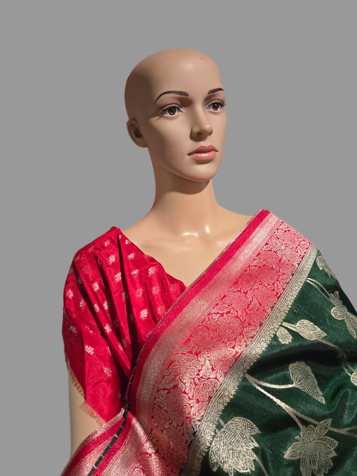 Soft Silk Sarees USA| Elegant Resham Semi Silk Saree with Running Blouse – Lightweight & Graceful Drape Bottle Green