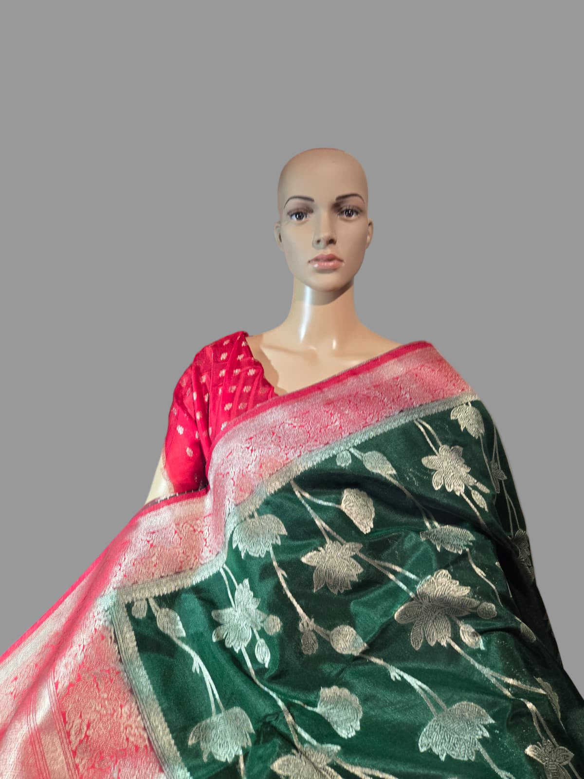 Soft Silk Sarees USA| Elegant Resham Semi Silk Saree with Running Blouse – Lightweight & Graceful Drape Bottle Green