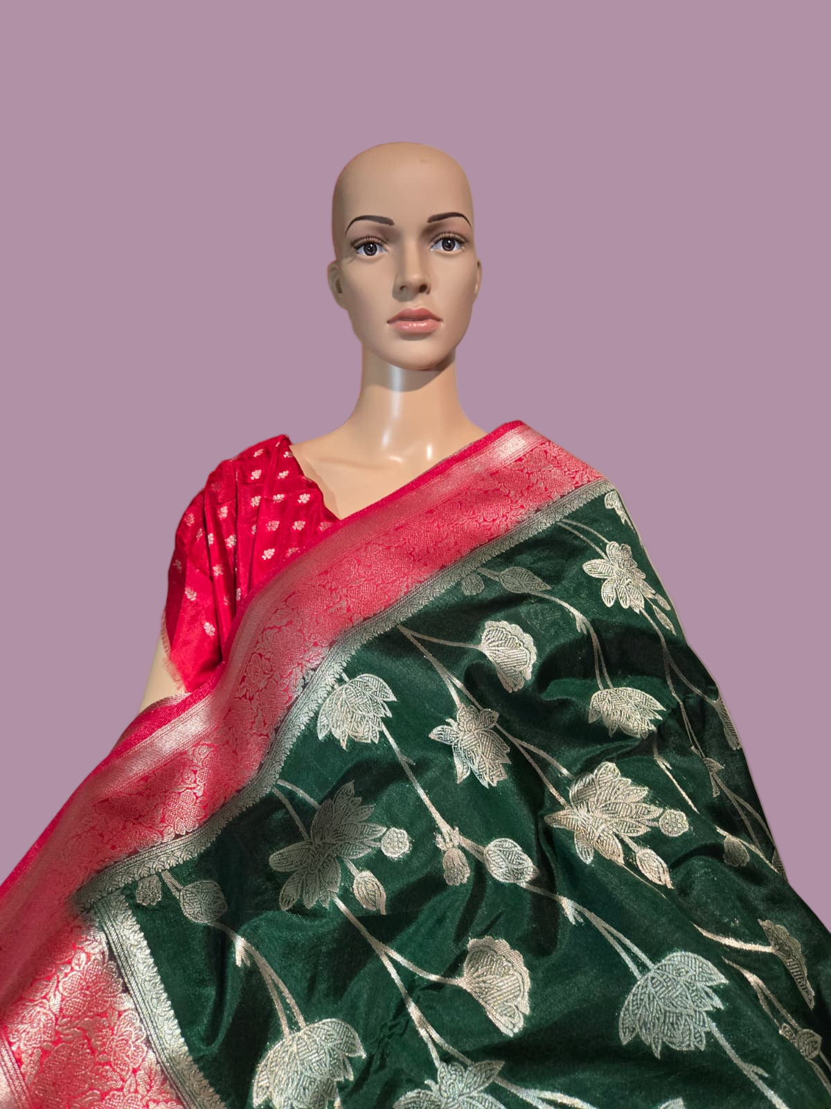 Soft Silk Sarees USA| Elegant Resham Semi Silk Saree with Running Blouse – Lightweight & Graceful Drape Bottle Green
