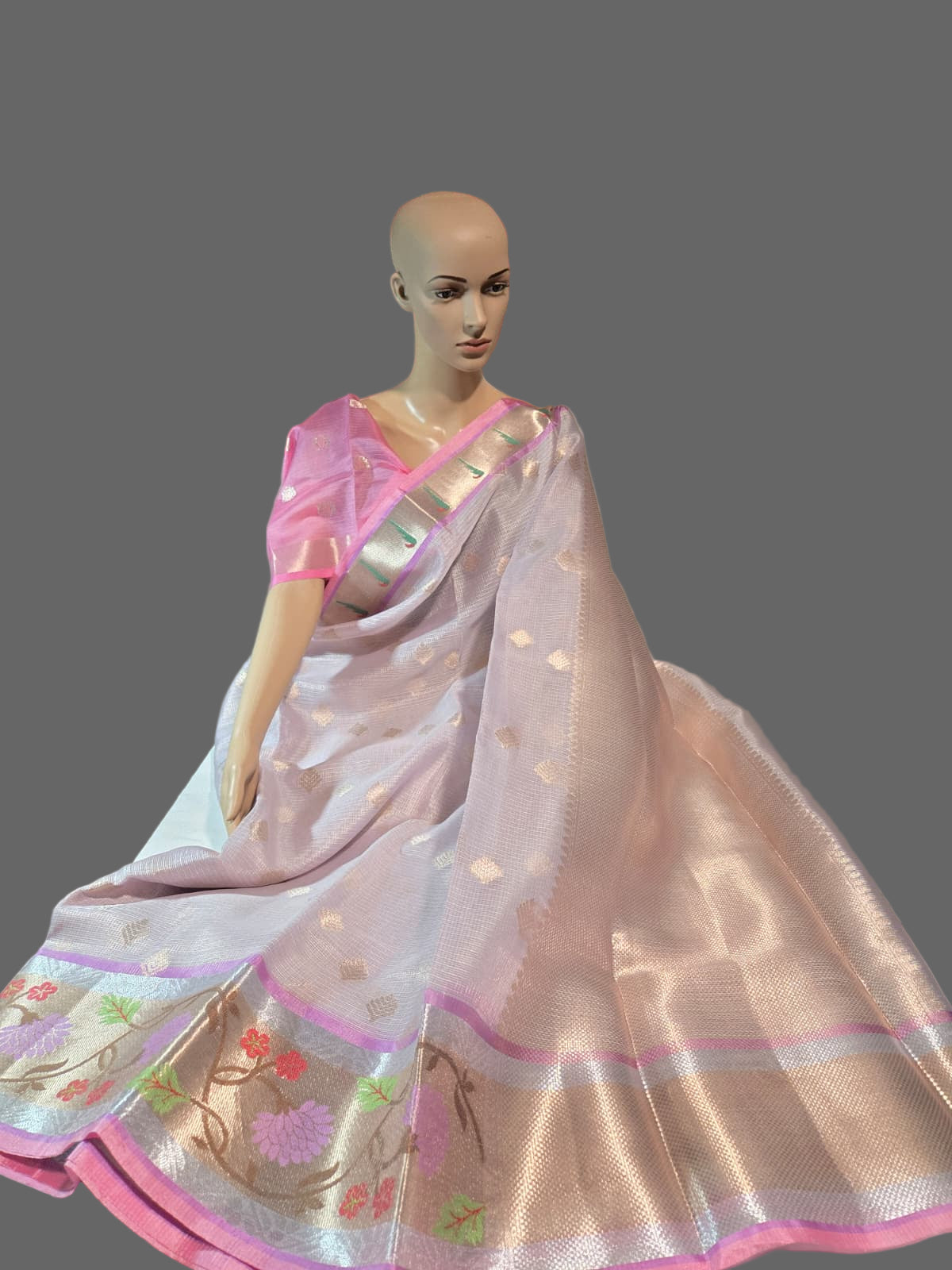 Paithani-Style Kota saree with allover Zari-Woven Buttas