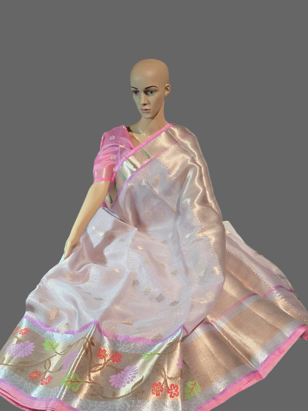Paithani-Style Kota saree with allover Zari-Woven Buttas