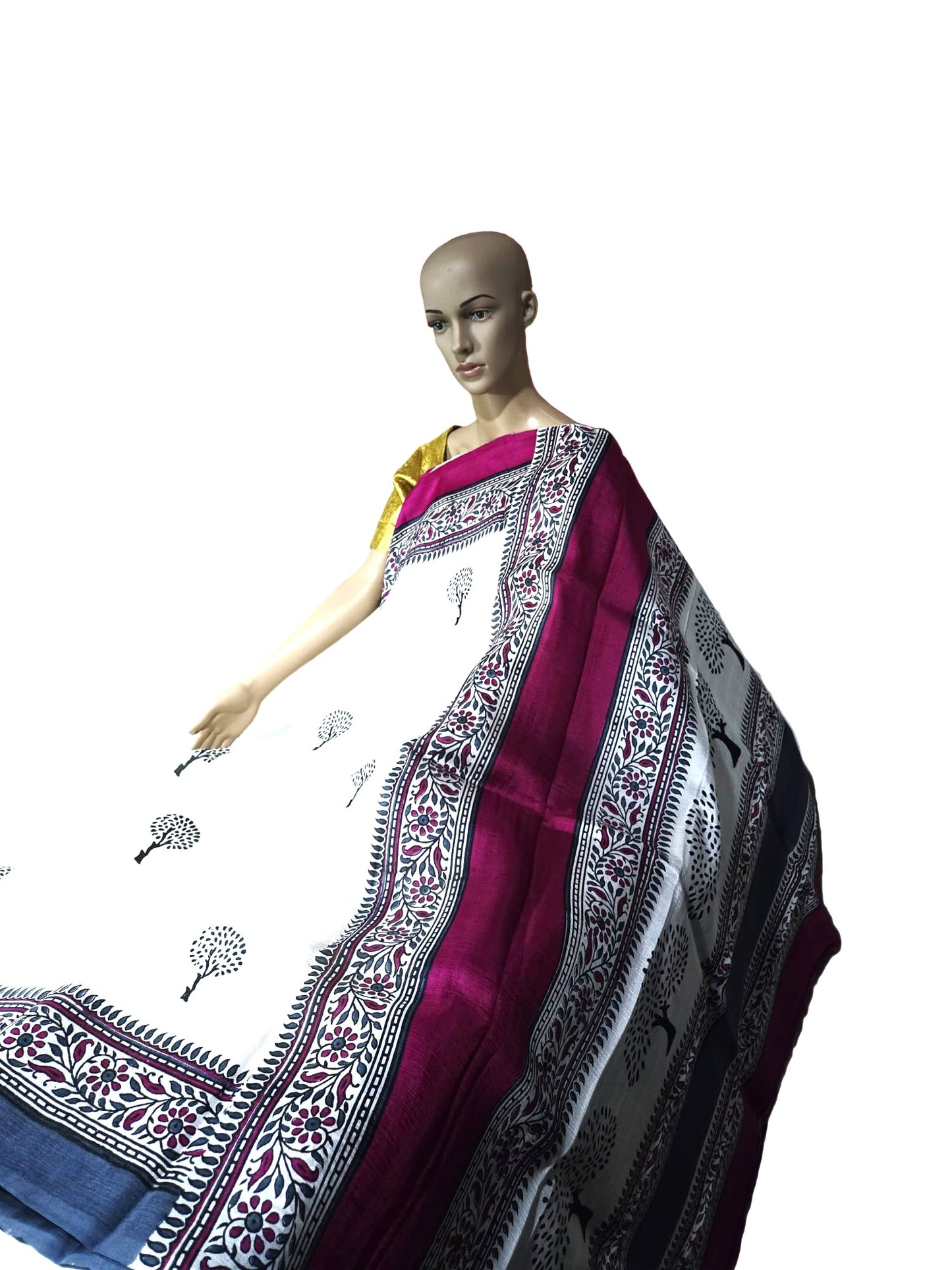 Pure  Jari Tussar Silk Saree with blouse piece and double shade border with Silk Mark