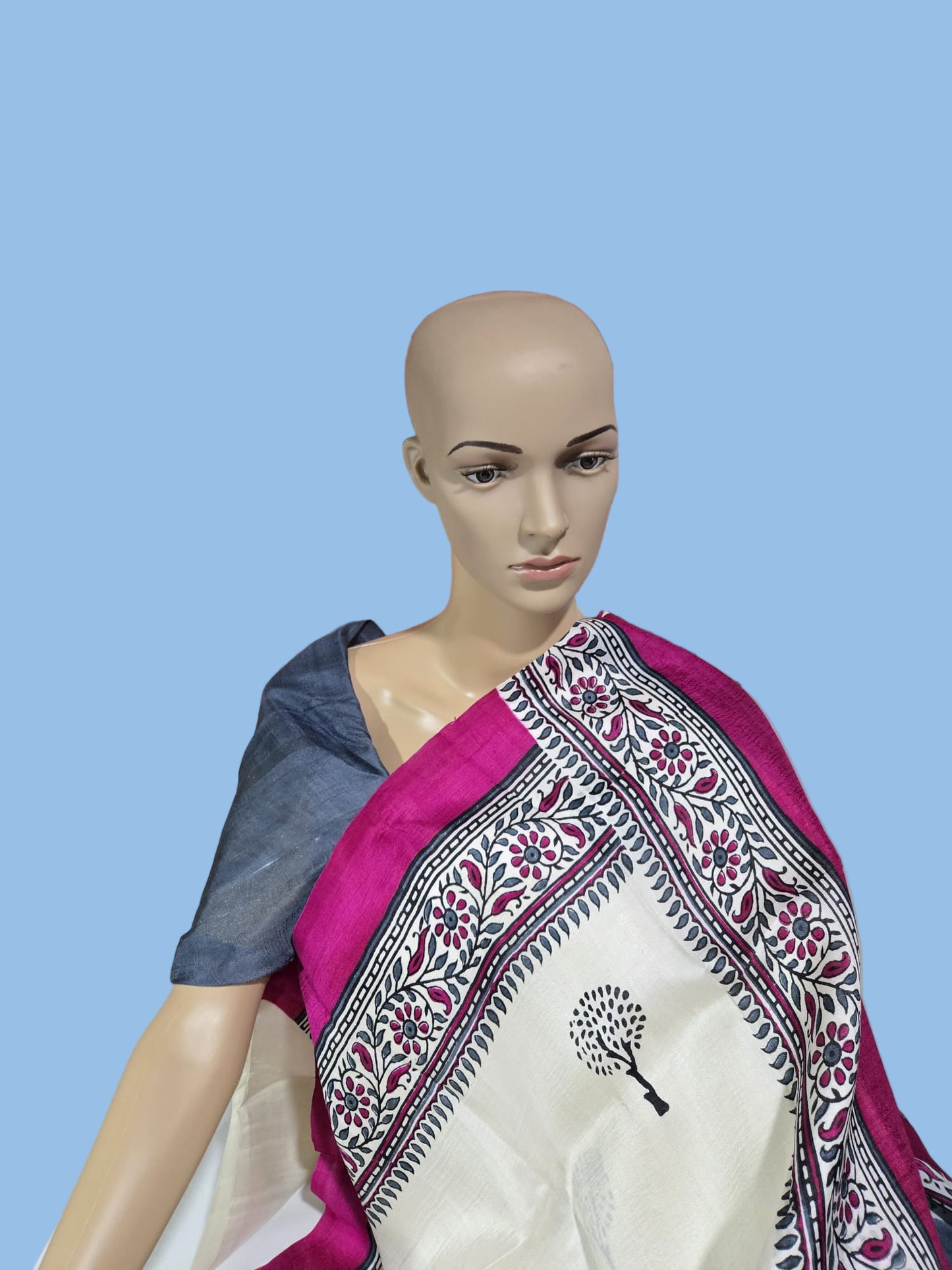 Pure  Jari Tussar Silk Saree with blouse piece and double shade border with Silk Mark