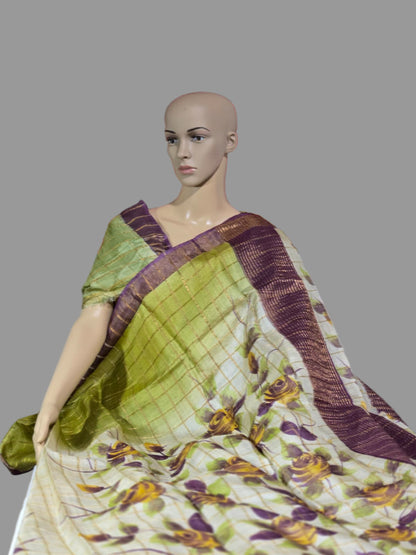 Buy Pure Tussar Gacchi Handloom Silk Saree Buy Saree from USA Green with Silk Mark