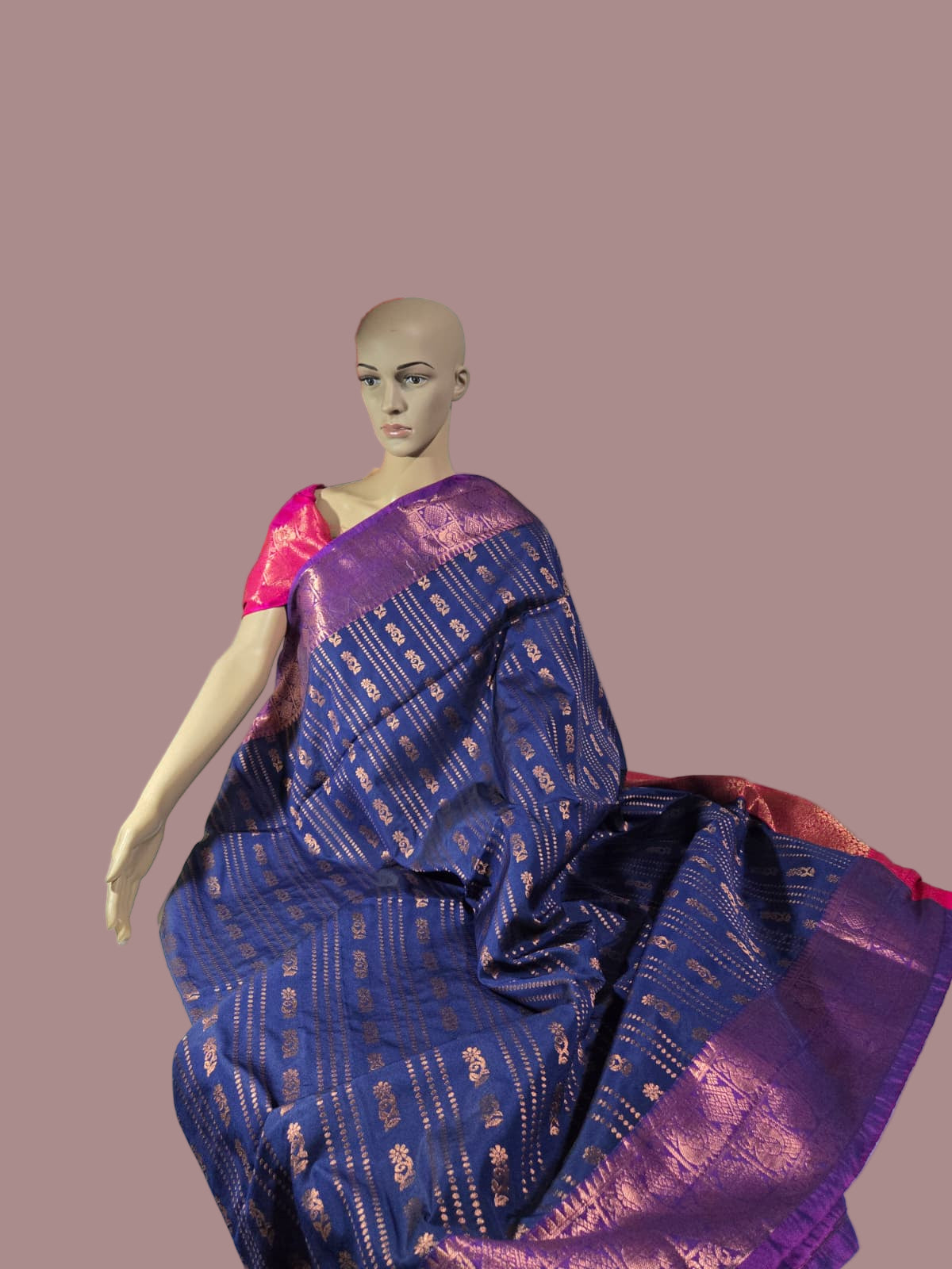 Elegant Semi Kanjeevaram Soft Silk Saree | Buttis Work & Contrast Pallu Online