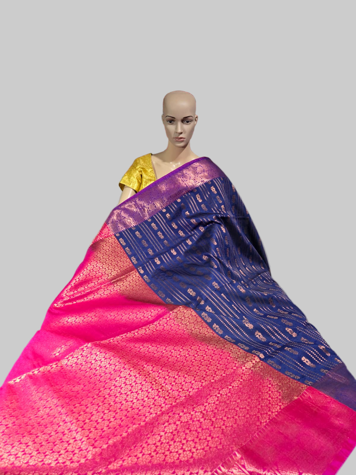 Elegant Semi Kanjeevaram Soft Silk Saree | Buttis Work & Contrast Pallu Online