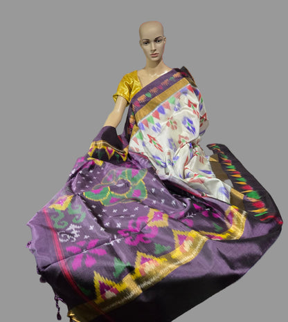 Pure Pattu Soft Silk Double Wrap Pochampalli Pure Silk Saree – Traditional Handwoven Elegance