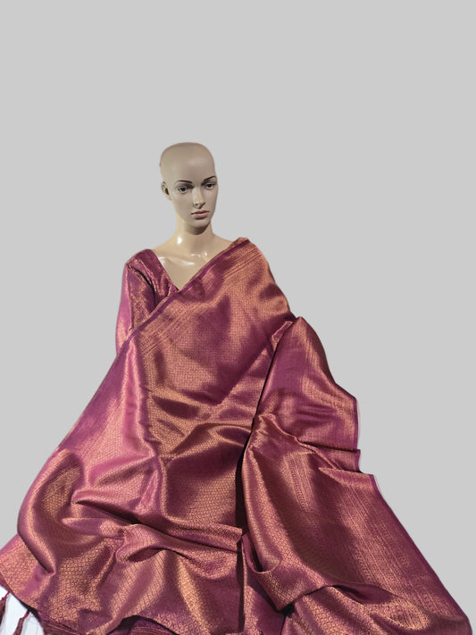 Soft Silk Saree with Elegant Border & Stitched Blouse, Stitched Saree – Ready to Wear Saree USA | Shipping from USA