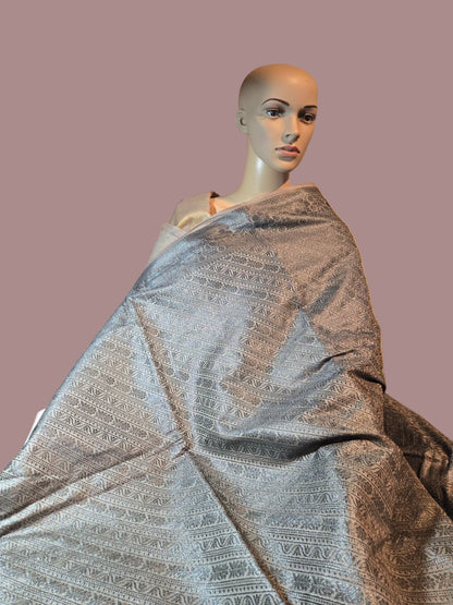 Light Grey Soft Georgette Banarasi Silk Saree beautiful work all over body