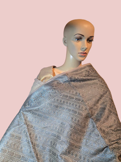 Light Grey Soft Georgette Banarasi Silk Saree beautiful work all over body