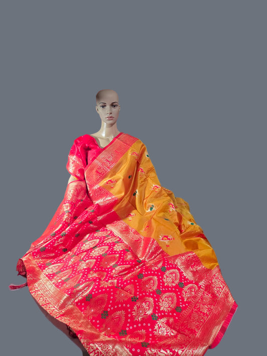 Yellow Art Silk Woven Banarasi Style Saree – Ethnic Indian Saree Online USA | Fast Shipping