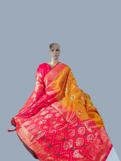 Yellow Art Silk Woven Banarasi Style Saree – Ethnic Indian Saree Online USA | Fast Shipping