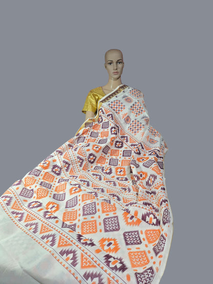 Printed Cotton Saree 100% Pure Cotton Saree Buy from USA  –  –  Buy Onam Saree online- Floral Checks Saree