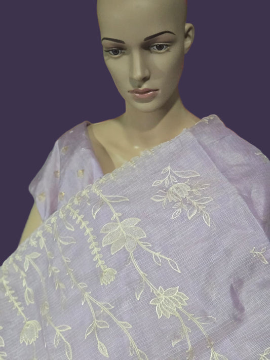 Exclusive Kota Silk Saree Appliqué Work – Buy Silky Kotta Saree with Thread Work & Chanderi Blouse – Ships from USA