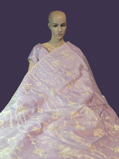 Exclusive Kota Silk Saree Appliqué Work – Buy Silky Kotta Saree with Thread Work & Chanderi Blouse – Ships from USA