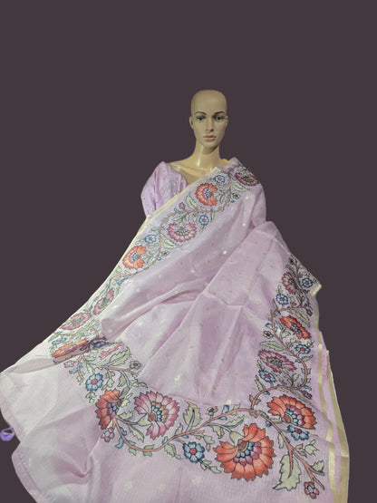 Exclusive Kota Silk Saree with Banarasi Buta & Kalamkari Appliqué – Luxury Indian Saree USA