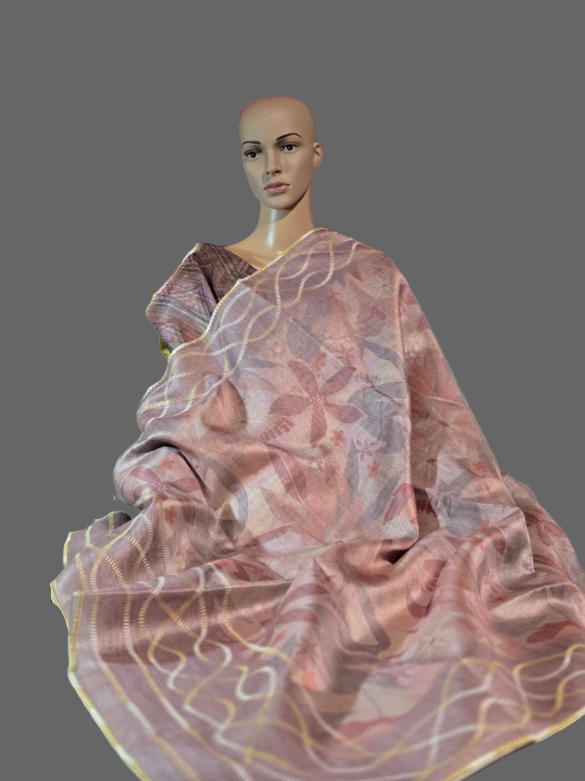 USA Shipping Buy Lavender Color Semi-Silk Saree with Digital Print & Beautiful Crochet Border