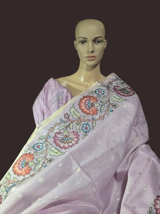 Exclusive Kota Silk Saree with Banarasi Buta & Kalamkari Appliqué – Luxury Indian Saree USA