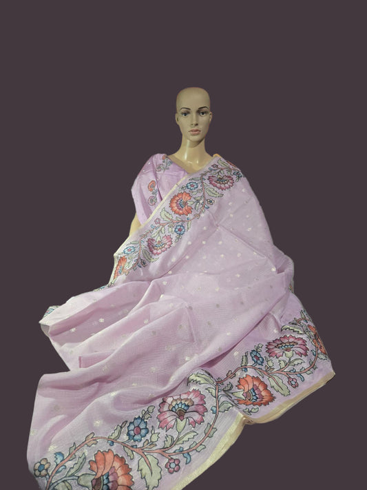 Exclusive Kota Silk Saree with Banarasi Buta & Kalamkari Appliqué – Luxury Indian Saree USA