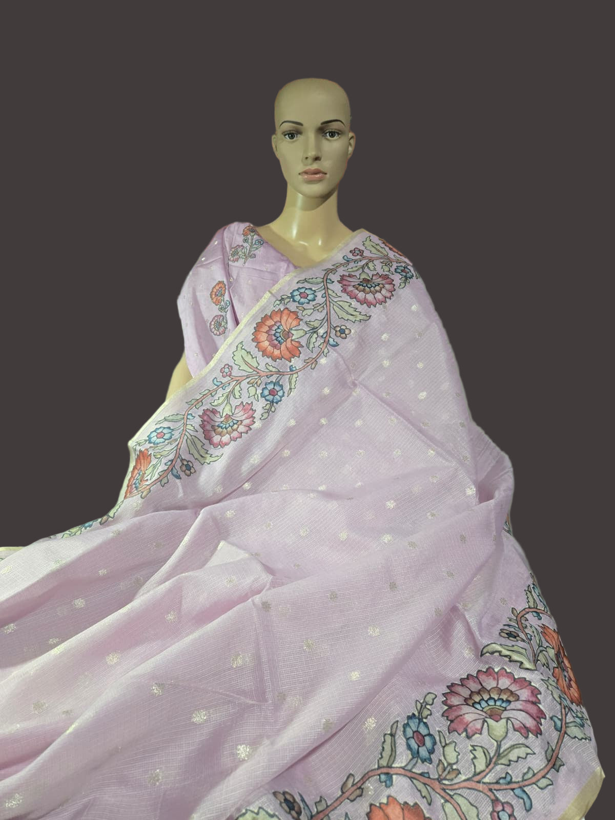 Exclusive Kota Silk Saree with Banarasi Buta & Kalamkari Appliqué – Luxury Indian Saree USA